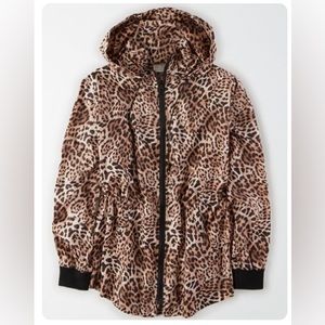 American Eagle Studio Oversized Leopard Print Windbreaker
